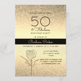 Elegant svart och guld 50-årsdag inbjudningar