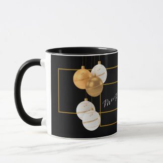 Elegant svart och guld anpassat år God Jul Mugg