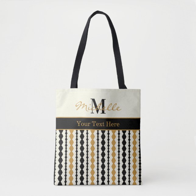 Elegant svart och guld Art Deco-mönster Tygkasse (Framsida)