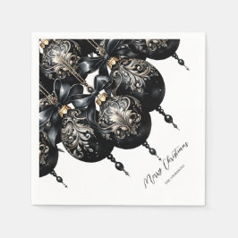 Elegant svart och guld baubles lyxjul pappersservett