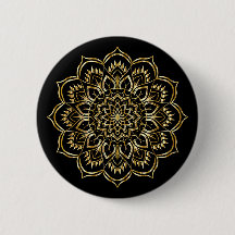 Elegant svart och guld blommande mandala-mönster