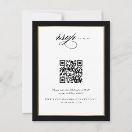 Elegant svart och guld bröllops QR-kod OSA Kort