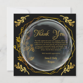 Elegant svart och guld bröllopsjubileum stil tack kort