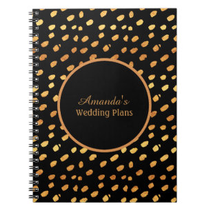 Elegant svart och guld bröllopsplaner journal anteckningsbok med spiral