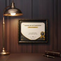 Elegant Svart och Guld Certifikat för Genomförande