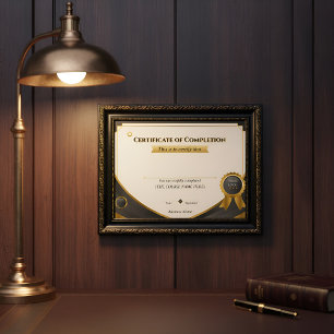 Elegant Svart och Guld Certifikat för Genomförande