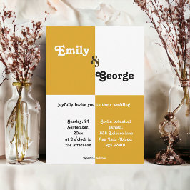 Elegant, svart och Guld Chic, modern Snyggt Bröllo Inbjudningar