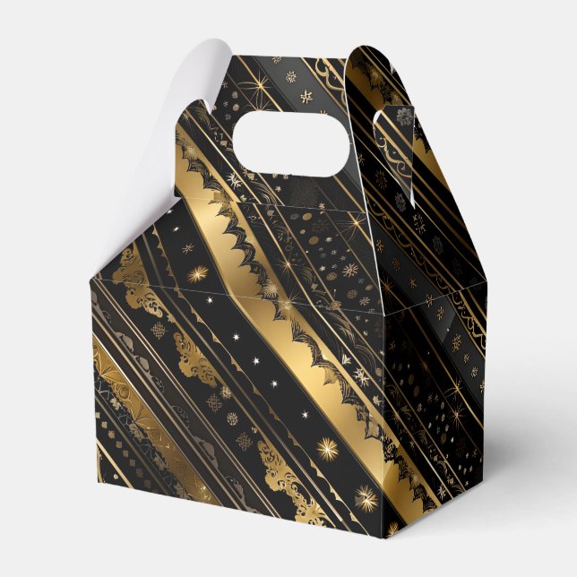 Elegant, svart och Guld-diagonalt, strimlad Presentaskar (Framsidan Sidan)