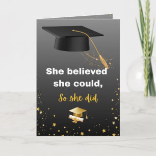 Elegant svart och guld examen kort