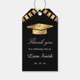 Elegant svart och guld examen tacksamhetspresent presentetikett