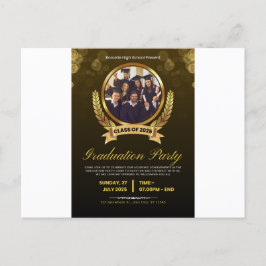Elegant svart och guld examensfest inbjudan. inbjudan vykort