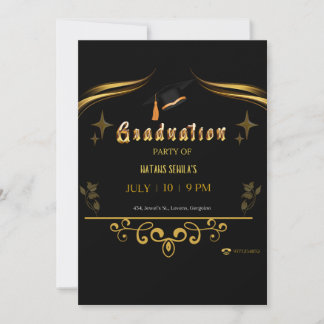 Elegant svart och guld examensfestsvävning inbjudningar