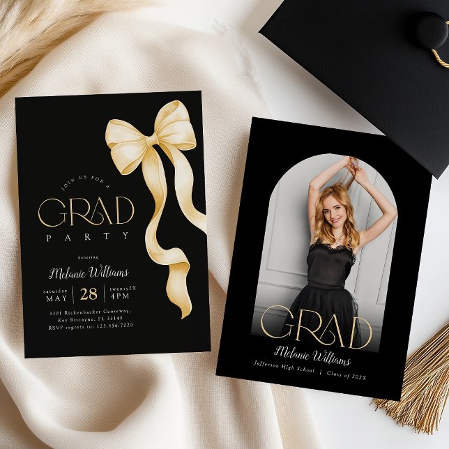 Elegant svart och guld examensinbjudan inbjudningar (Skapare uppladdad)