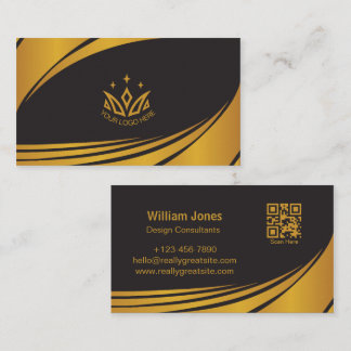Elegant Svart och Guld Företagsdesign QR-kod Visitkort