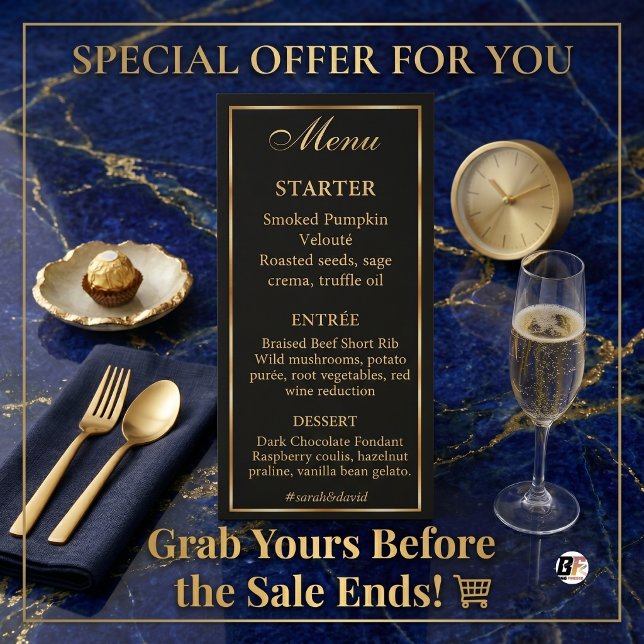 Elegant svart och guld formell bröllopsfest reklamkort (#wedding)