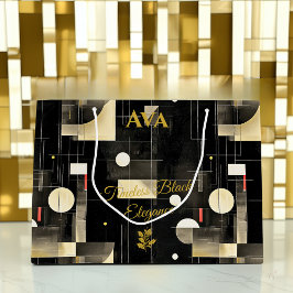 Elegant svart och guld geometrisk presentpåse