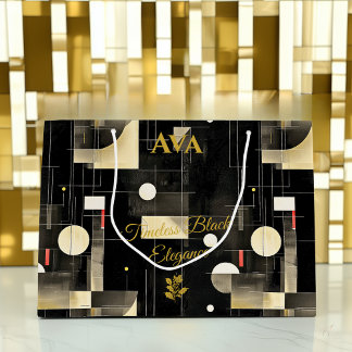 Elegant svart och guld geometrisk presentpåse