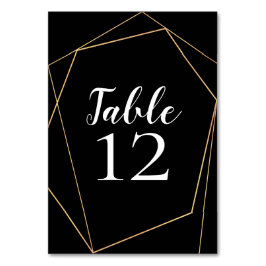 Elegant svart och guld geometrisk ram bröllop bordsnummer