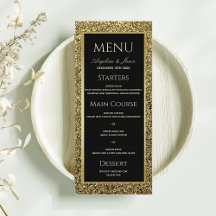 Elegant svart och guld glitter bröllop