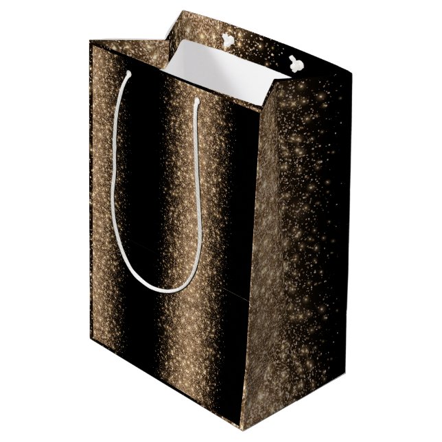 Elegant svart och guld glitter Ombre (Baksidan Vinklad)