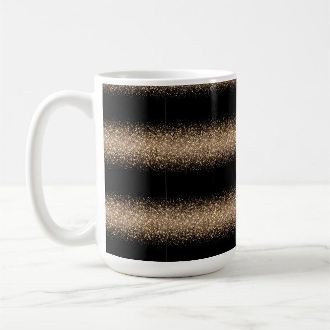 Elegant svart och guld glitter Ombre Kaffemugg (Vänster)