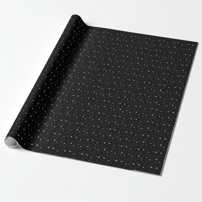 Elegant svart och guld glitter presentpapper (Utrullad)