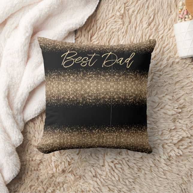 Elegant svart och guld glitterpresent till Pappa Kudde (Filt)