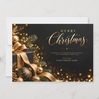 Elegant Svart och Guld God Jul Företags- Julkort