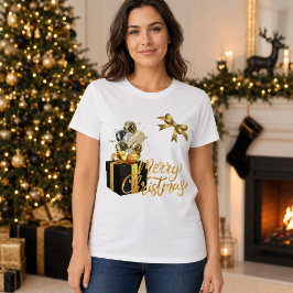 Elegant svart och guld God Jul Kvinnors T Shirt