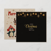 Elegant Svart och Guld God Jul & Nyår