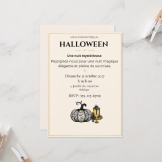 Elegant svart och guld Halloween-inbjudan Inbjudningar