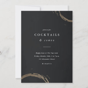 Elegant svart och guld Happy Hour Inbjudningar