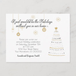 Elegant svart och guld jul firande julfest vykort