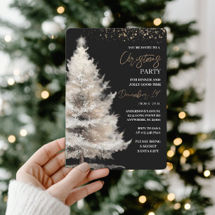 Elegant svart och guld jul inbjudningar
