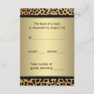 Elegant svart och guld leopard RSVP OSA Kort