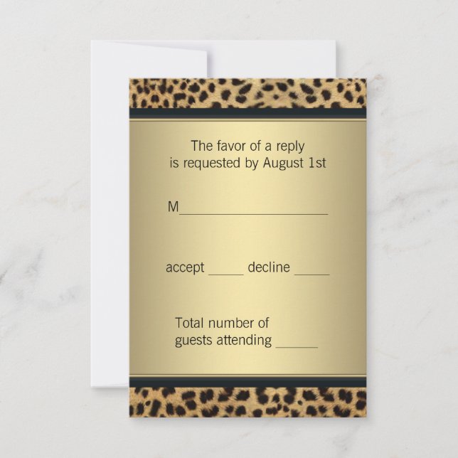 Elegant svart och guld leopard RSVP OSA Kort (Framsida)
