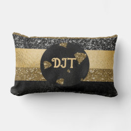 Elegant, svart och Guld, listrutepilel Lumbarkudde