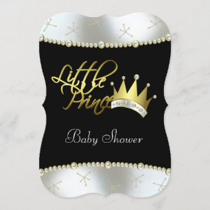 Elegant svart och guld Little Prince Baby Shower Inbjudningar