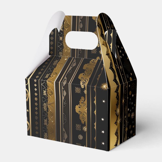 Elegant Svart och Guld Lodrät med stripe Presentaskar (Framsidan Sidan)