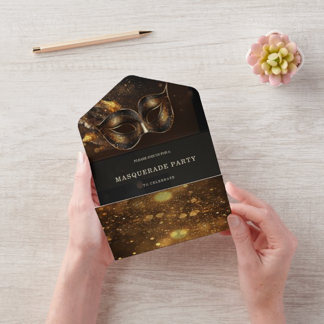 Elegant svart och guld maskerad med RSVP (Video)