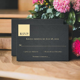 Elegant, svart och Guld, modern Chic Bröllop OSA Kort