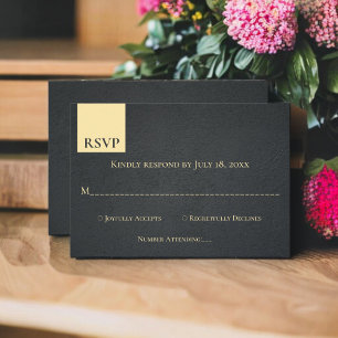 Elegant, svart och Guld, modern Chic Bröllop OSA Kort