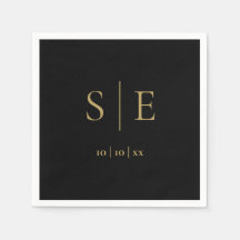 Elegant svart och guld monogram datum minimalistis