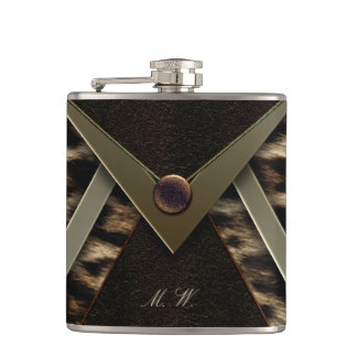 Elegant svart och guld monogram leopard fickplunta