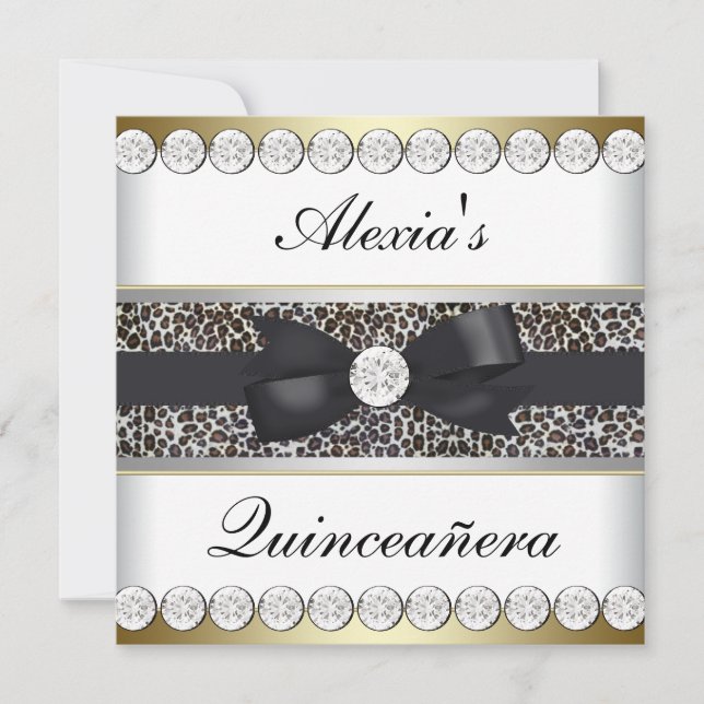Elegant svart och guld Quinceanera Inbjudningar (Framsida)
