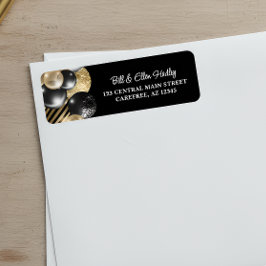 Elegant svart och guld returadressetikett returadress etikett