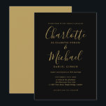 Elegant svart och guld signatur skrift bröllop inbjudningar<br><div class="desc">Elegant svart och guld signatur bröllopsinbjudan med signatur stil namn,  denna stilrena bröllopsinbjudan kan anpassas med din information i chic bokstäver. Designad av Thisisnotme</div>