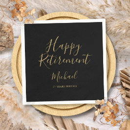 Elegant, svart och Guld, skript Pension Party Pappersservett