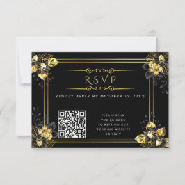 Elegant svart och guld sommarbröllop OSA kort