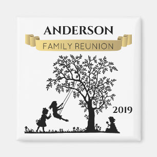 Elegant svart och guld souvenirpresent för familje magnet